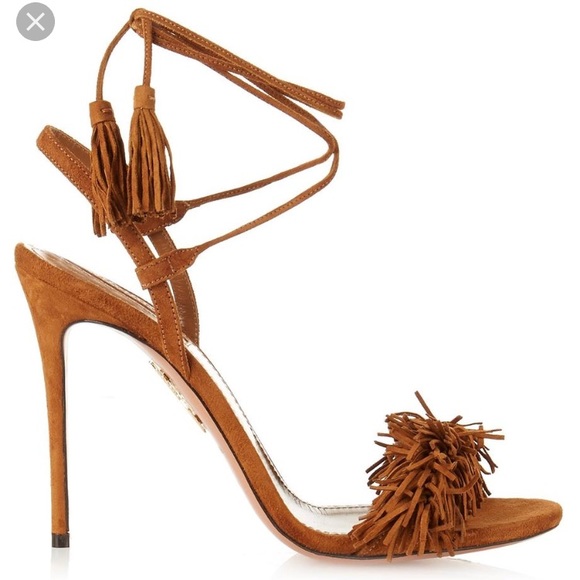 Aquazzura Shoes - Aquazzura Wild Thing Fringe Suede Heels 39.5 8.5